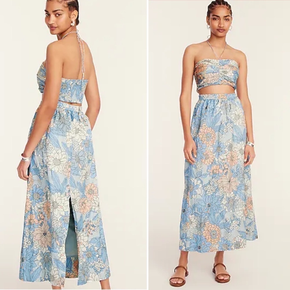 NWT! J. Crew Collection textured satin midi skirt set in zinnia floral - BG532